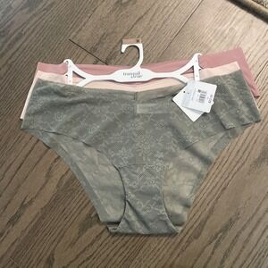 Womens Tranquil & True Lace Microfiber CHEEKY Panties 3X Pink Gray Mauve NWT